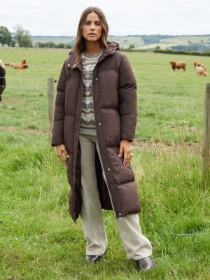 Orilen Women's Chocolate Maxi Puffer Jacket