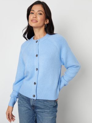 Orilen Women's Blue Button Up Knitted Cardigan